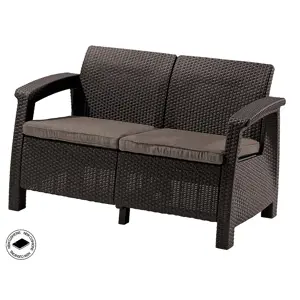 Produkt DEOKORK Zahradní ratanová pohovka 2-místná CORFU LOVE SEAT (hnědá)