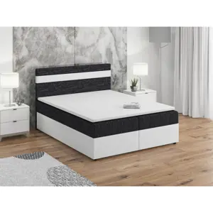 Produkt Postel boxspring MACAO 160x200 cm, černá látka/bílá ekokůže