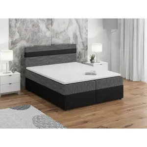 Postel boxspring MACAO 160x200 cm, šedá látka/černá ekokůže