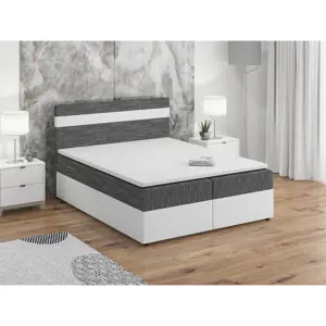 Produkt Postel boxspring MACAO 180x200 cm, šedá látka/bílá ekokůže