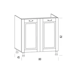 SNOW, dolní skříňka dřezová 80HM, korpus bílý, dvířka bílé MDF