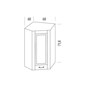 Produkt SNOW, horní rohová skříňka KB, korpus bílý, dvířka bílé MDF