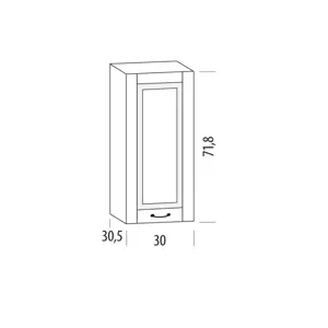 SNOW, horní skříňka 30B, korpus bílý, dvířka bílé MDF