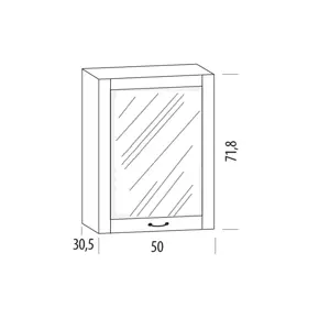 SNOW, horní skříňka prosklená 50BB, korpus bílý, dvířka bílé MDF